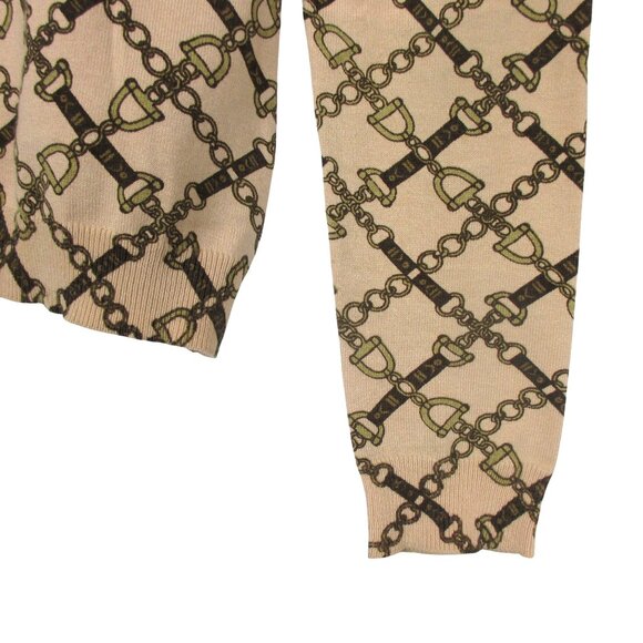 Jones New York Cardigan Silk Blend Sze S Equestrian Bridle Pattern Old Money - Picture 5 of 6